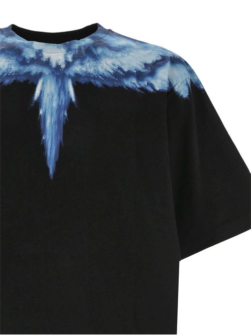 T-shirt nero/blu con stampa Wings MARCELO BURLON | CMAA054S24JER0021045